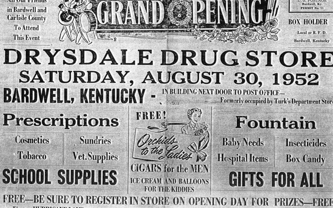 BARDWELL Drysdale Drug Store ad Kentucky Genealogical Society