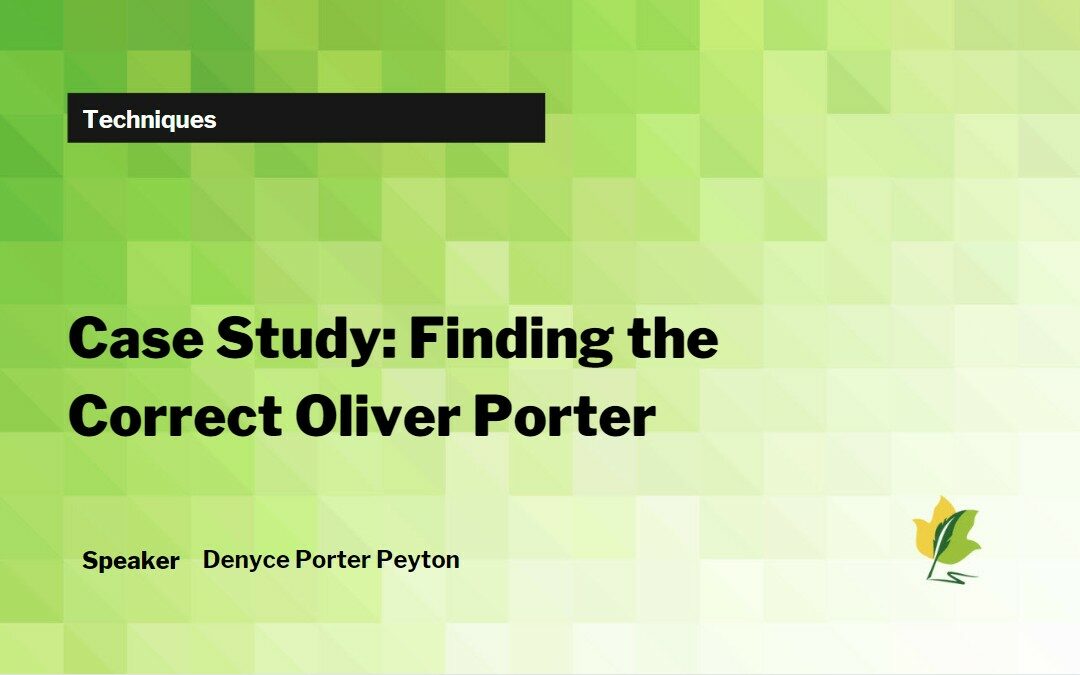Case Study: Finding the Correct Oliver Porter